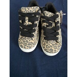 Wonder Nation Kids Leopard Print‎ Sneakers Toddler Size 2 Black Laces